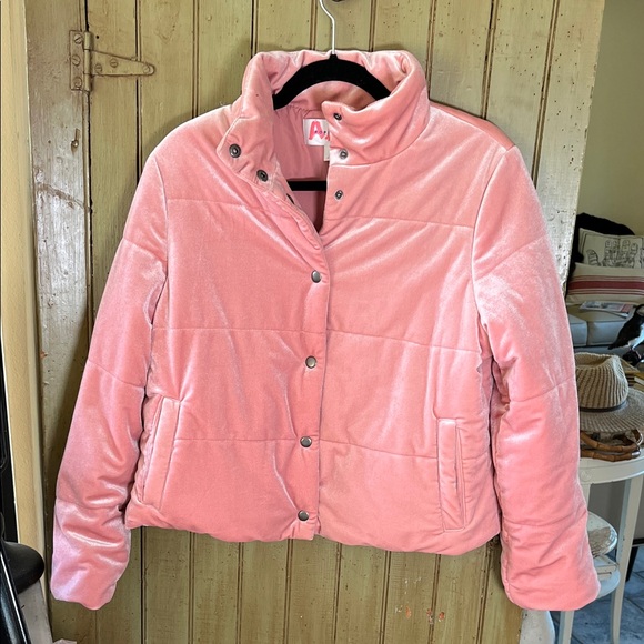 POPSUGAR Jackets & Blazers - POPSUGAR Pink Velvet Puffer Jacket